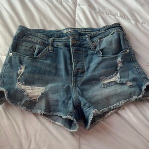 Ripped jean shorts